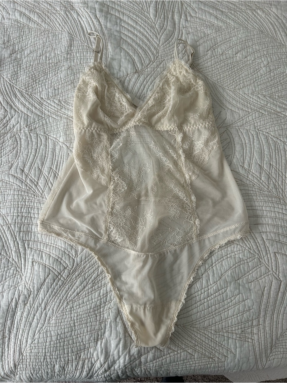 Abercrombie & Fitch Cream Lace-Trim Bodysuit